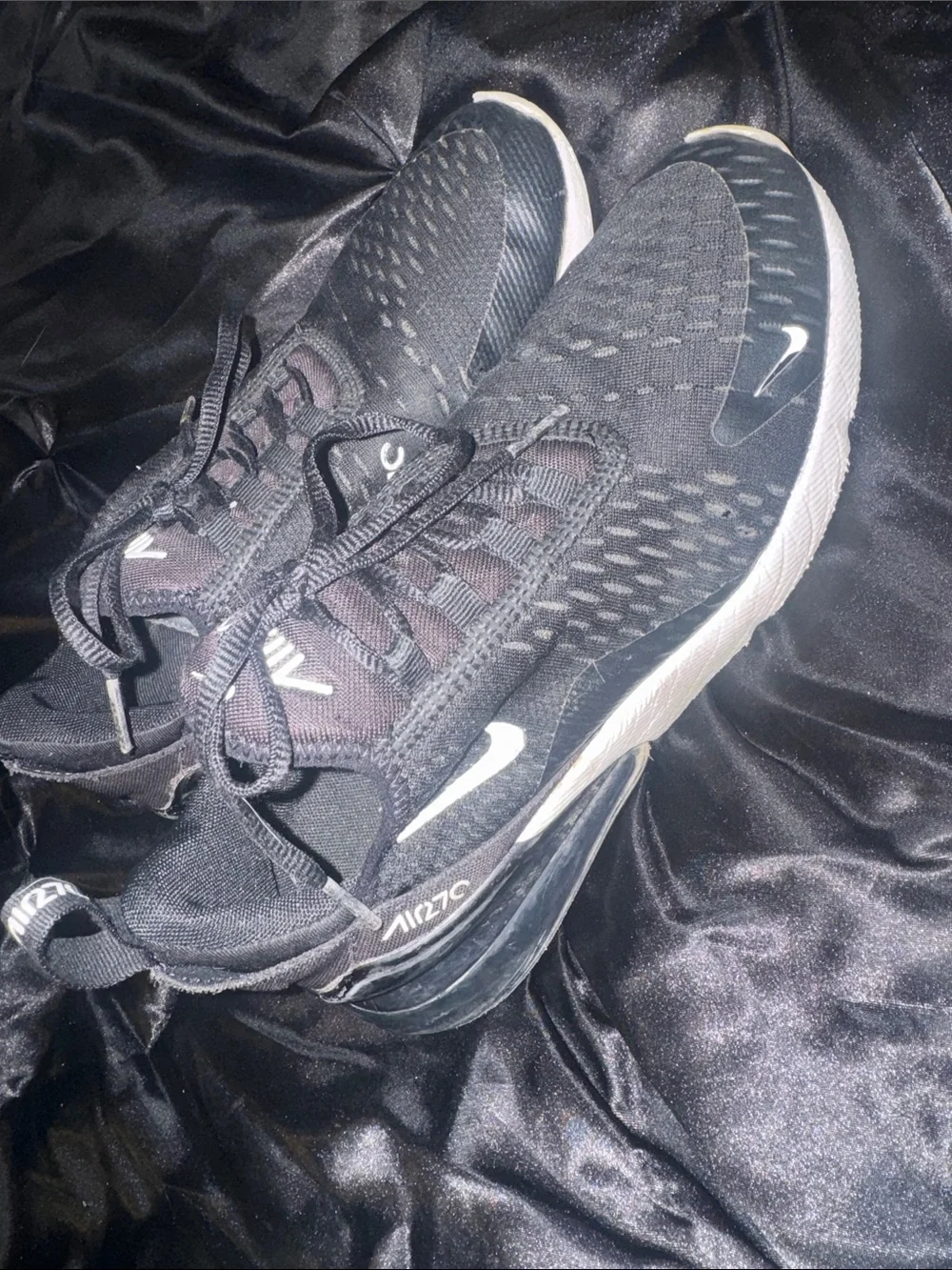 Nike Black and White Air Max 270 React Running Sneakers
